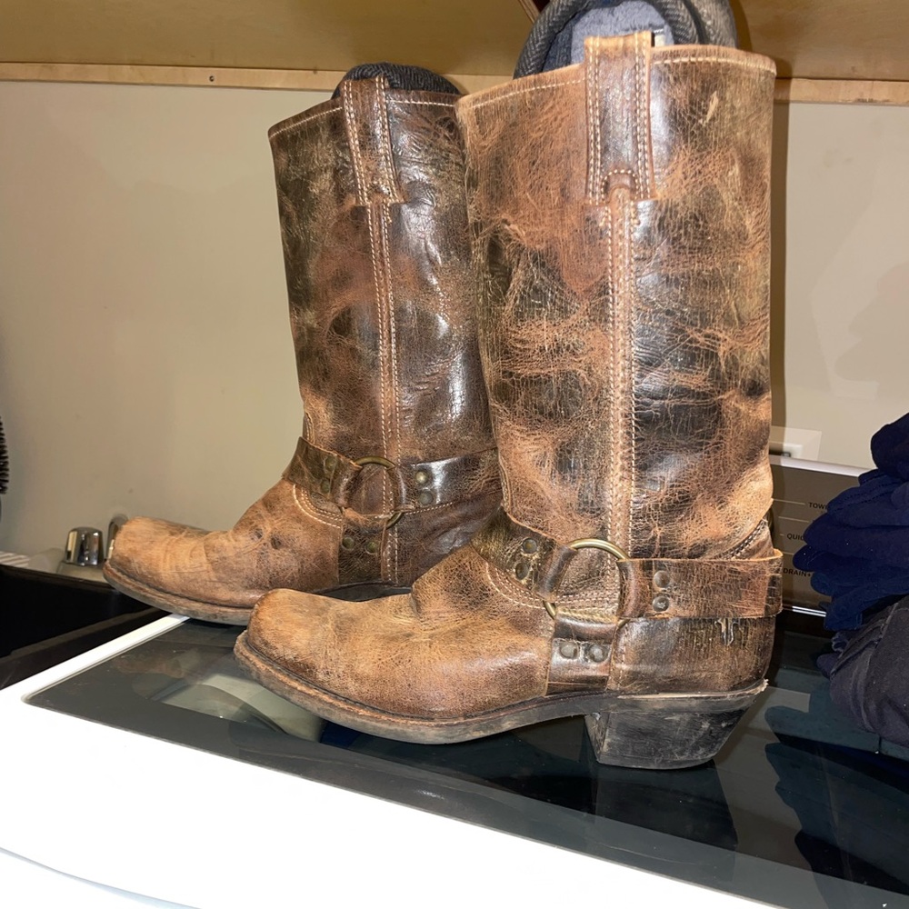 Frye harness Brown Leather Cowboy Boots